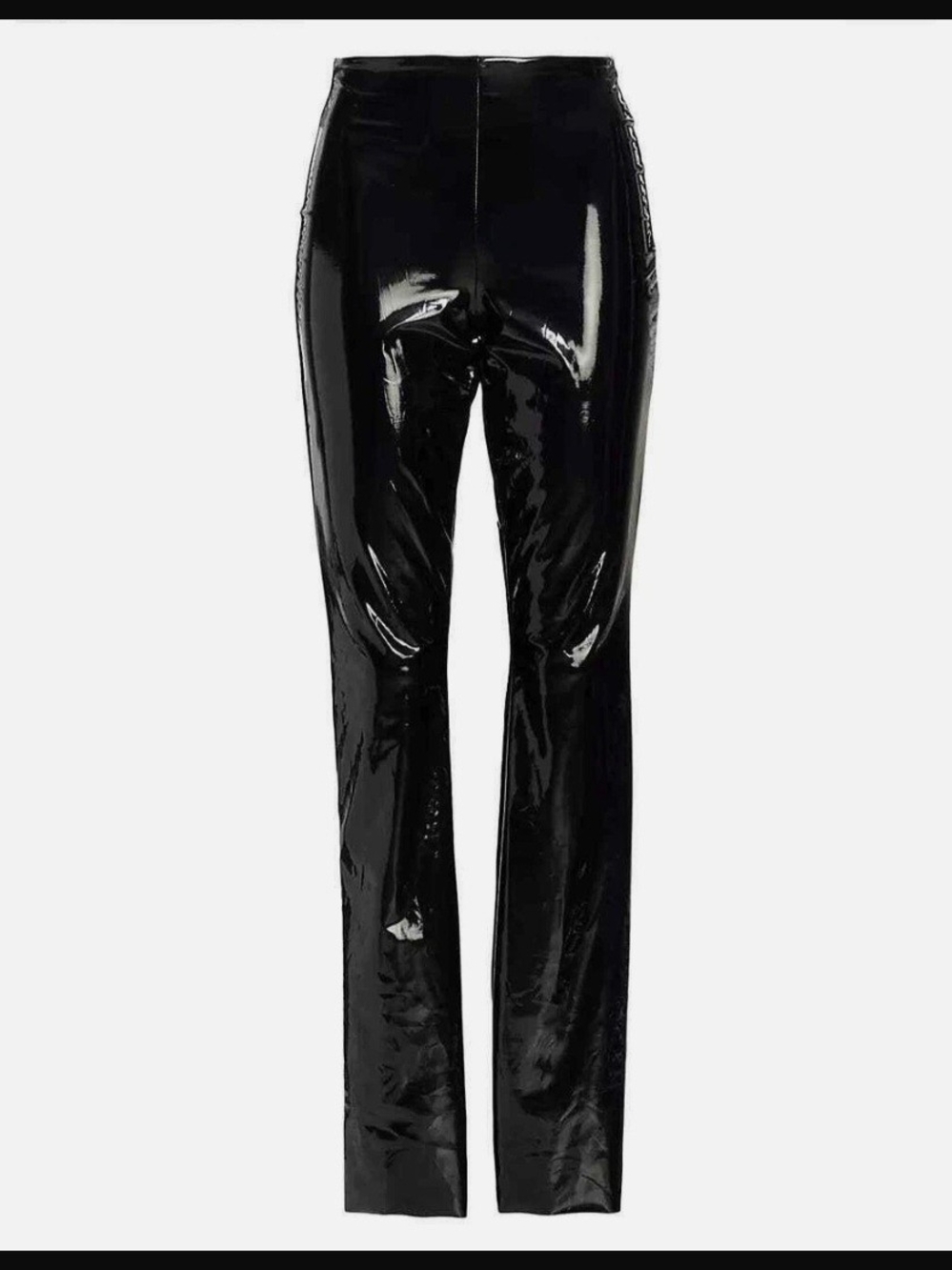 Good American Black High-Shine Straight-Leg Vinyl Pants